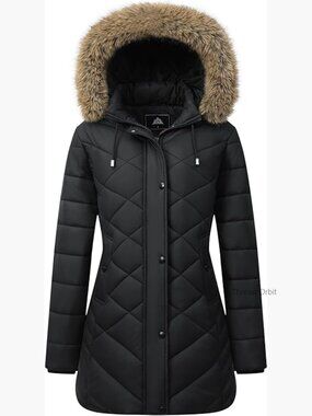 Long Winter Down Jacket Waterproof Windproof Fleece Lined Removable Hood